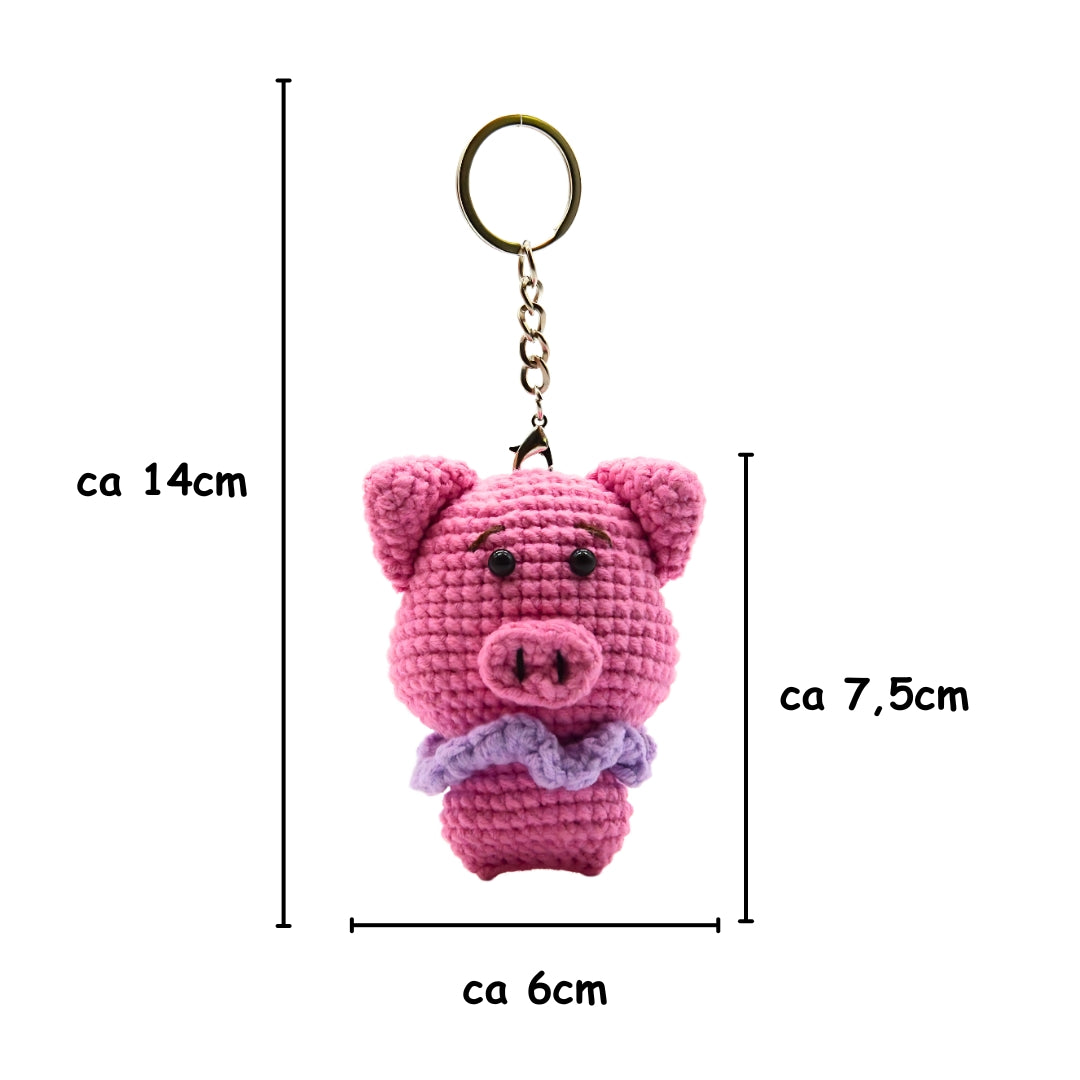 Schwein Anhänger gehäkelt bemaßt