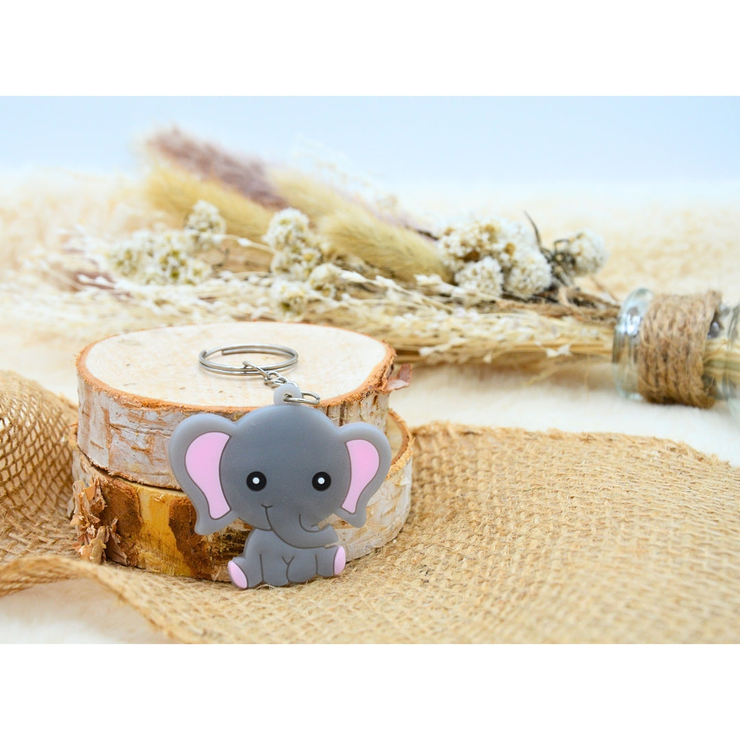 Anhänger Elefant Silikon mit pinken Ohren